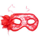 Karnevalsmaske Rot mit Spitze / Netzmuster