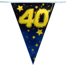 40. Geburtstag Wimpelkette "Stars/Gold...