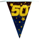50. Geburtstag Wimpelkette "Stars/Gold...