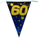60. Geburtstag Wimpelkette "Stars/Gold Metallic" 6,8 m lang