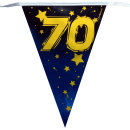 70. Geburtstag Wimpelkette "Stars/Gold Metallic" 6,8 m lang
