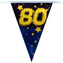 80. Geburtstag Wimpelkette "Stars/Gold...