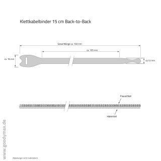 10 x Klettkabelbinder 15 cm schwarz Back-to-Back