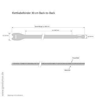 10 x Klettkabelbinder 30 cm schwarz Back-to-Back