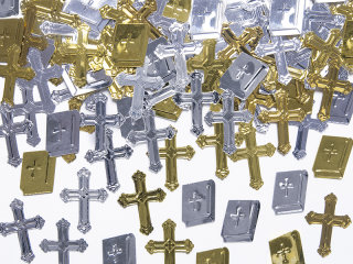 Konfetti - Kreuze und Bibeln Goldmetallic und Silbermetallic