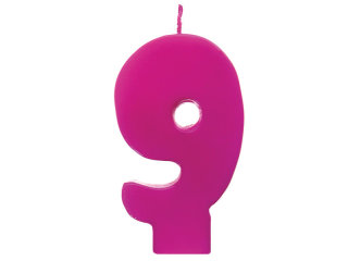 Geburtstagskerze Rosa Zahl "9" vollfarbig