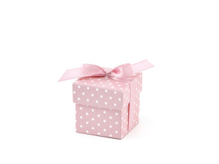 10 Geschenkboxen Rosa mit Punkten 5,2 cm