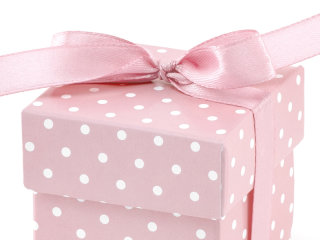 10 Geschenkboxen Rosa mit Punkten 5,2 cm