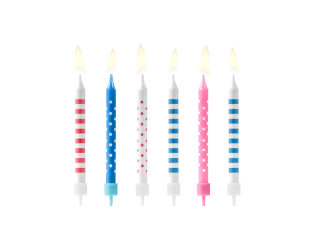 Geburtstagskerzen - Rosa, Hellblau, Weiß -  mit Punkten und Streifen