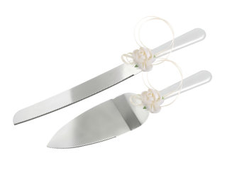 Hochzeitstorten-Servierset "Seiden-Rosen"