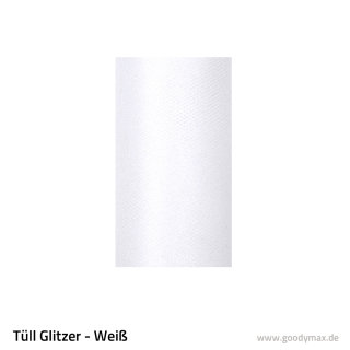 Tüll - Glitzer 15 cm Rolle 0,15 x 9 m Weiß Glitzer
