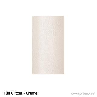 Tüll - Glitzer 15 cm Rolle 0,15 x 9 m Creme Glitzer