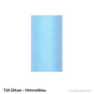 Tüll - Glitzer 15 cm Rolle 0,15 x 9 m Himmelblau Glitzer