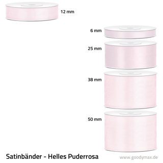 Satinband - 6 mm x 25 m - Helles Puderrosa