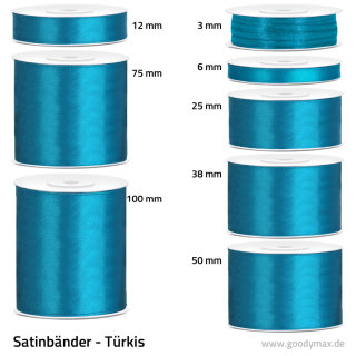 Satinband - 6 mm x 25 m - Türkis
