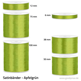 Satinband - 6 mm x 25 m - Apfelgrün