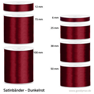 Satinband - 6 mm x 25 m - Dunkelrot