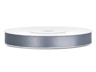 Satinband - 6 mm x 25 m - Grau / Silber