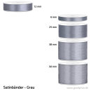 Satinband - 6 mm x 25 m - Grau / Silber