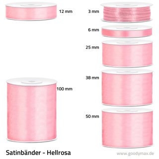 Satinband - 12 mm x 25 m - Hellrosa