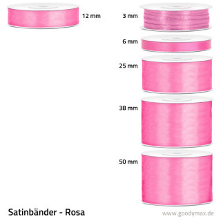 Satinband - 12 mm x 25 m - Rosa