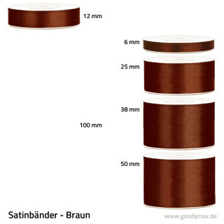 Satinband - 25 mm x 25 m - Braun