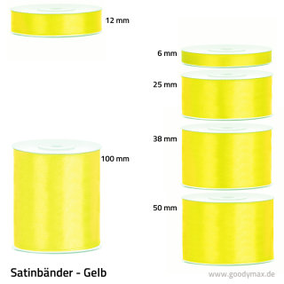 Satinband - 38 mm x 25 m - Gelb