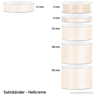 Satinband - 50 mm x 25 m - Hellcreme