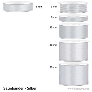 Satinband - 50 mm x 25 m - Silber
