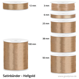 Satinband - 50 mm x 25 m - Hellgold