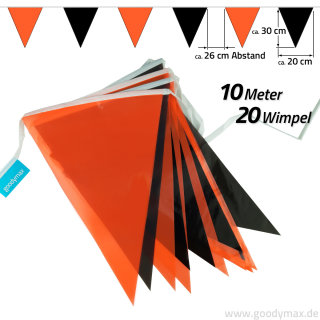 Wimpelkette 10 m Orange-Schwarz