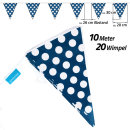 Goodymax® Wimpelkette 10 m Blau mit weißen Punkten