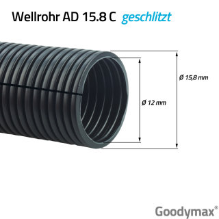 Wellrohr GESCHLITZT Außendurchmesser 15,8 mm - Meterware