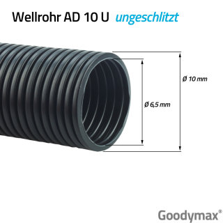 Wellrohr UNGESCHLITZT Außendurchmesser 10 mm - Meterware