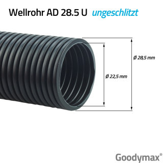Wellrohr UNGESCHLITZT Außendurchmesser 28,5 mm - Meterware