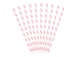 Papier-Trinkhalme Hellrosa Weiß gestreift 10 Stück