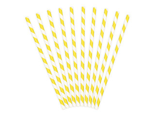 Papier-Trinkhalme Gelb Weiß gestreift 10 Stück