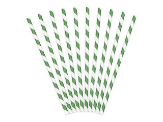Papier-Trinkhalme Grün Weiß gestreift 10 Stück