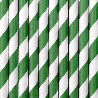 Papier-Trinkhalme Grün Weiß gestreift 10 Stück