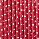 Papier-Trinkhalme Rot mit weißen Punkten 10 Stück