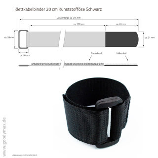 Klettkabelbinder 20 cm Kunststofföse schwarz