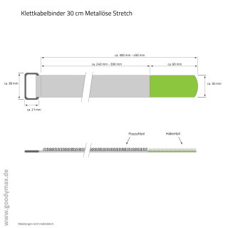 Stretch-Klettkabelbinder 30 cm Metallöse schwarz