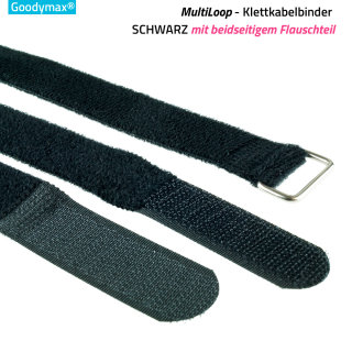 1 x Goodymax® MultiLoop Klettkabelbinder 30 cm Metallöse schwarz