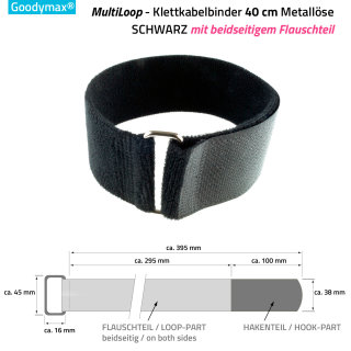 1 x Goodymax® MultiLoop Klettkabelbinder 40 cm Metallöse schwarz