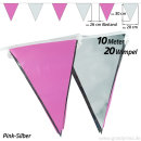Goodymax® Wimpelkette 10 m Pink-Silber