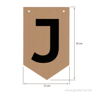 Goodymax® DIY-Buchstabenkette auf Kraftpapier Zeichen "J"