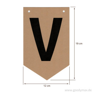 Goodymax® DIY-Buchstabenkette auf Kraftpapier Zeichen "V"