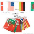 9 m Internationale Wimpelkette mit 32 Länderflaggen...