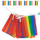 Goodymax® Wimpelkette 7 m Regenbogen STREIFEN bunt Polyester Stoff 14 x 20 cm