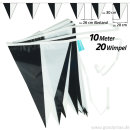 Goodymax® Wimpelkette 10 m DESIGN Schwarz-Weiß 2-farbig